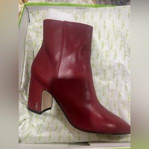 sam edelman hilty sleek red Leather ankle boots, never worn